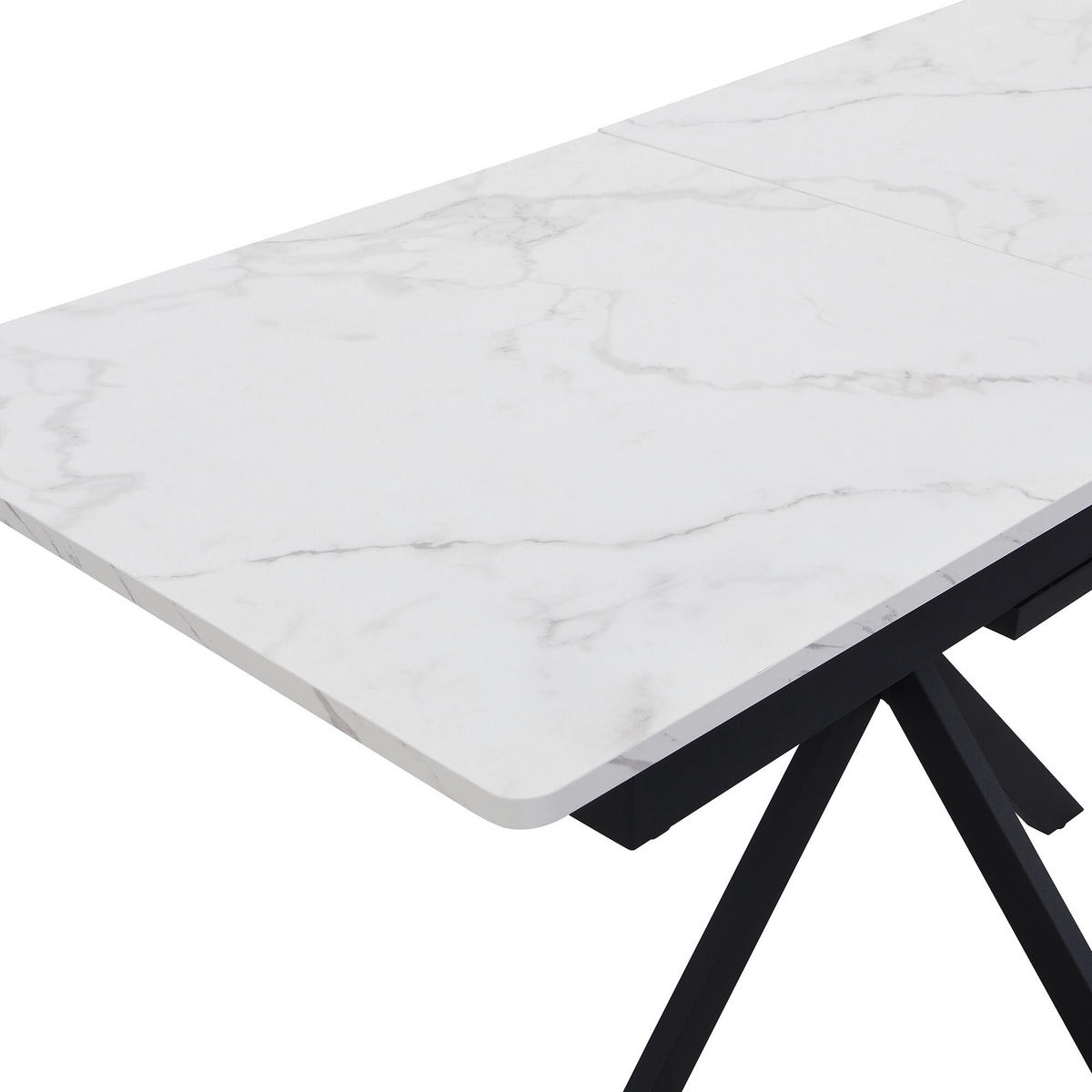 ESSTISCH Weiß und Schwarz 150-180/70/76 cm - Weiß, Holzwerkstoff (180/70/76cm) - Urban Meuble