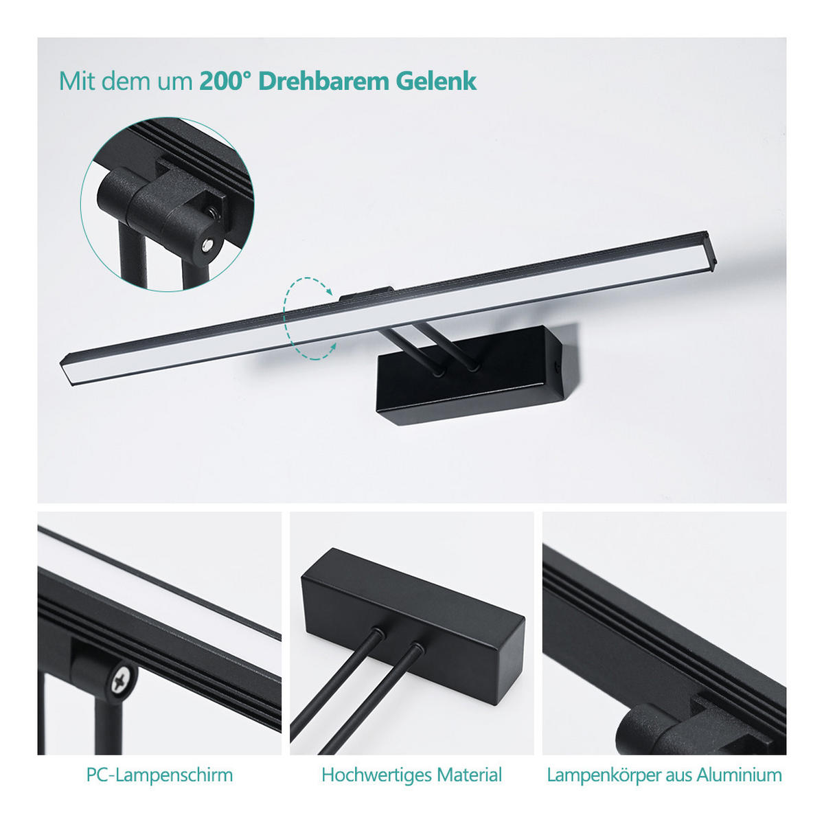 SPIEGELLEUCHTE LED Schwarz 4200K Schwarz 40,4/17,1/4 cm - Schwarz, Kunststoff (17/40/4cm) - EMKE