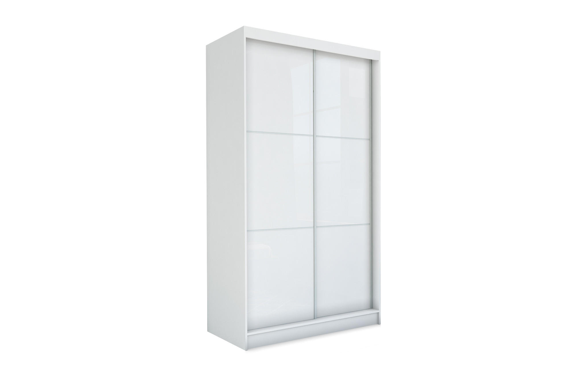 SCHWEBETÜRENSCHRANK Vena 120 cm 2-türig, weiß, lacobel weiß - Weiß, Holz/Kunststoff (120/216/61cm) - Margaret Hadas24