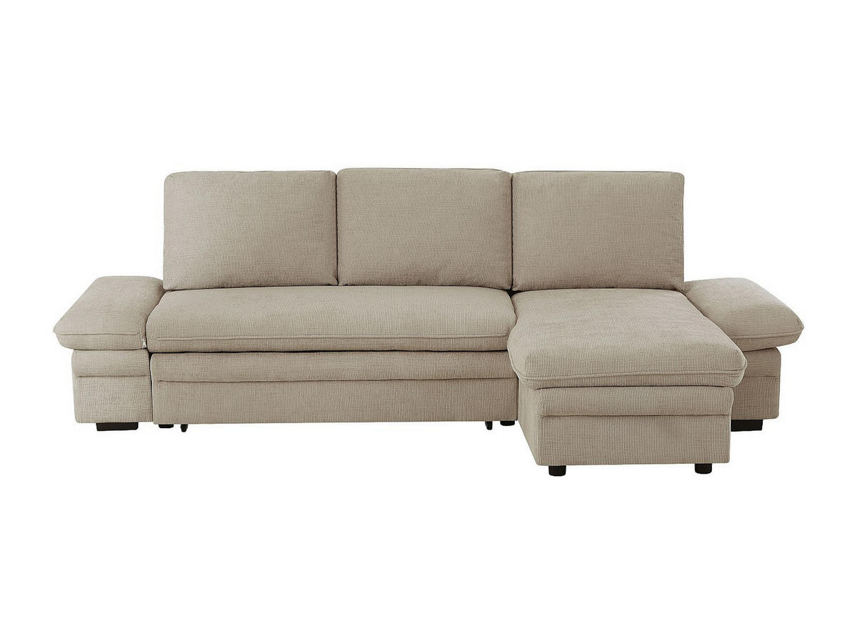ECKSOFA mit Schlaffunktion & Ecke wechselbar - Chenille-Stoff - Beige - SIVIARA - Beige, Textil (258/146cm) - Vente-Unique