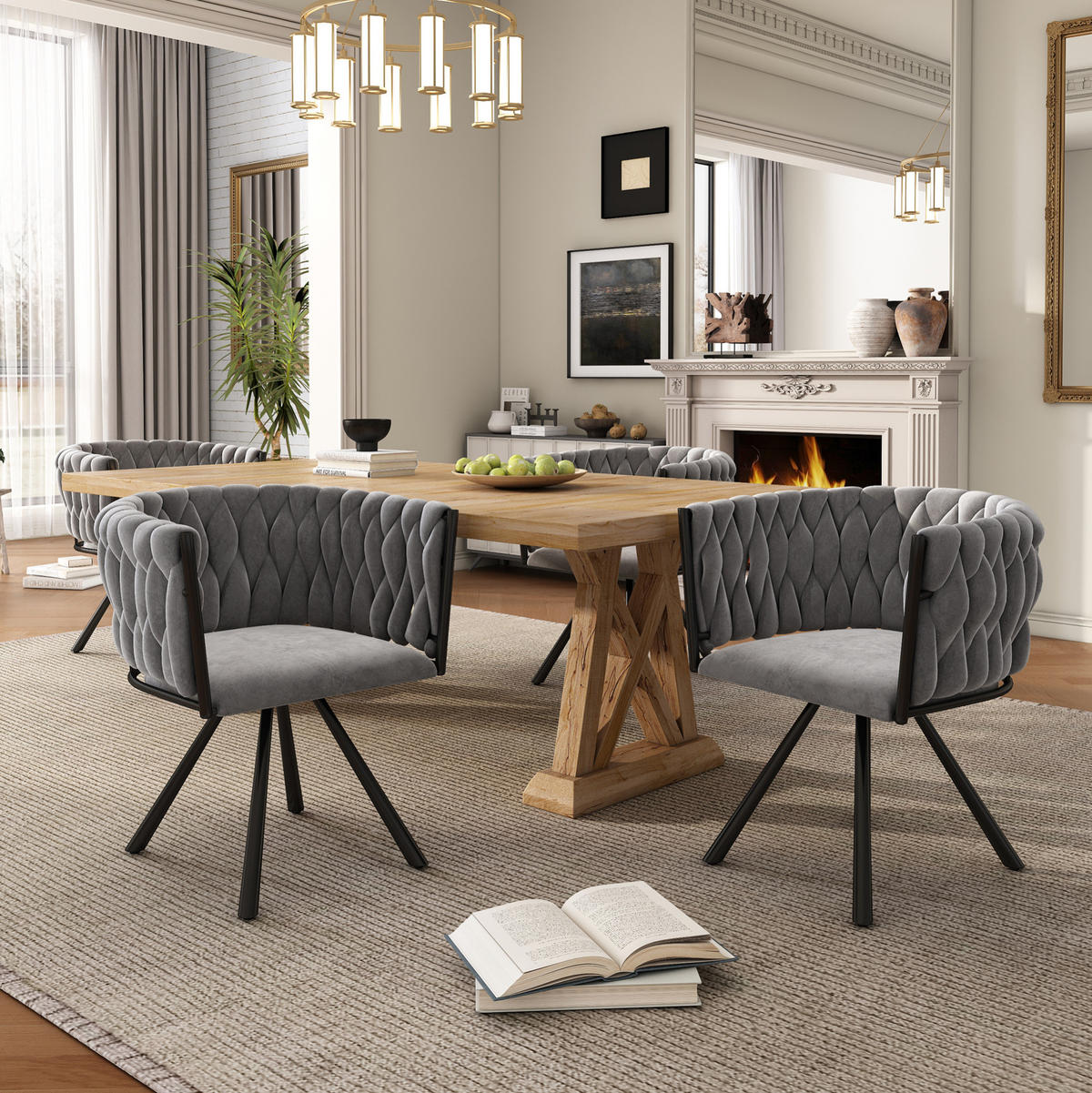 DREHSTUHL 2er-Set Grau mit 360°-Drehfunktion aus Samt - Grau, Textil (59/72/54cm) - MIVRAY