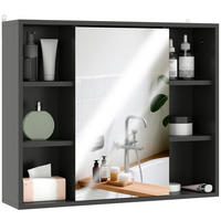 SPIEGELSCHRANK Schwarz 60/14,5/49,4 cm - Schwarz, Holzwerkstoff (60/49.4/14.5cm) - PANGIVO