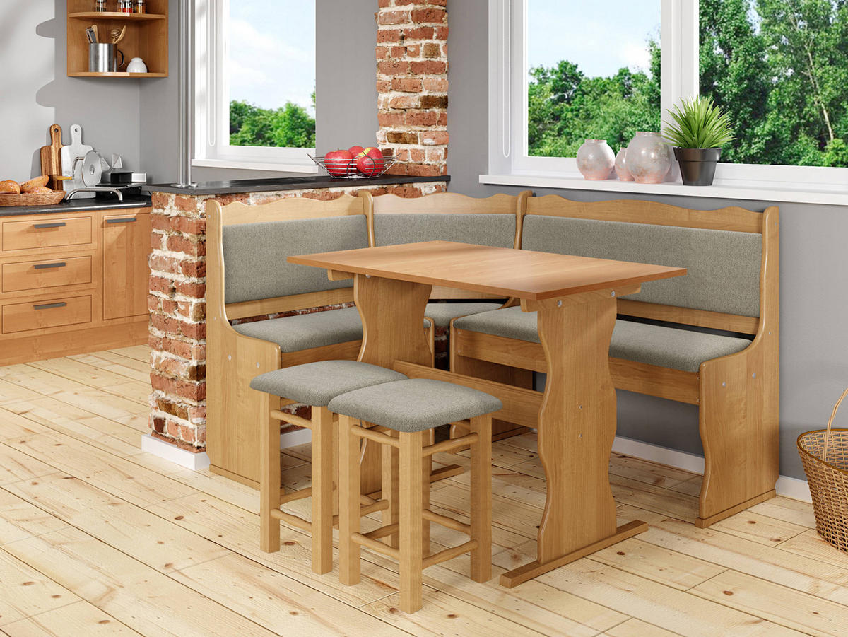 ECKBANKGRUPPE Mini - Erlefarben/Mokka, Holz (145/87/105cm) - MIRJAN24