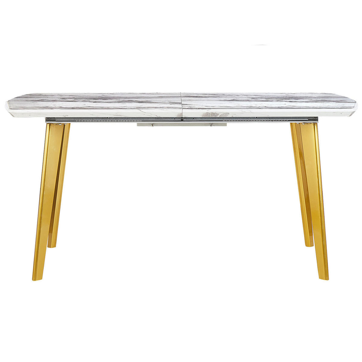 ESSTISCH 160-200/90/77 cm Weiß, Goldfarben Rechteckig Mosby - Weiß, Holzwerkstoff (200/90/77cm) - Beliani