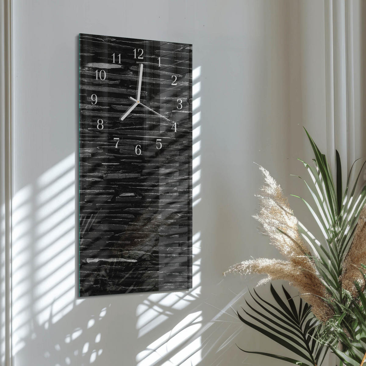 WANDUHR 30x60 cm - Gras - Schwarz, Glas (30/60/0.4cm) - TULUP