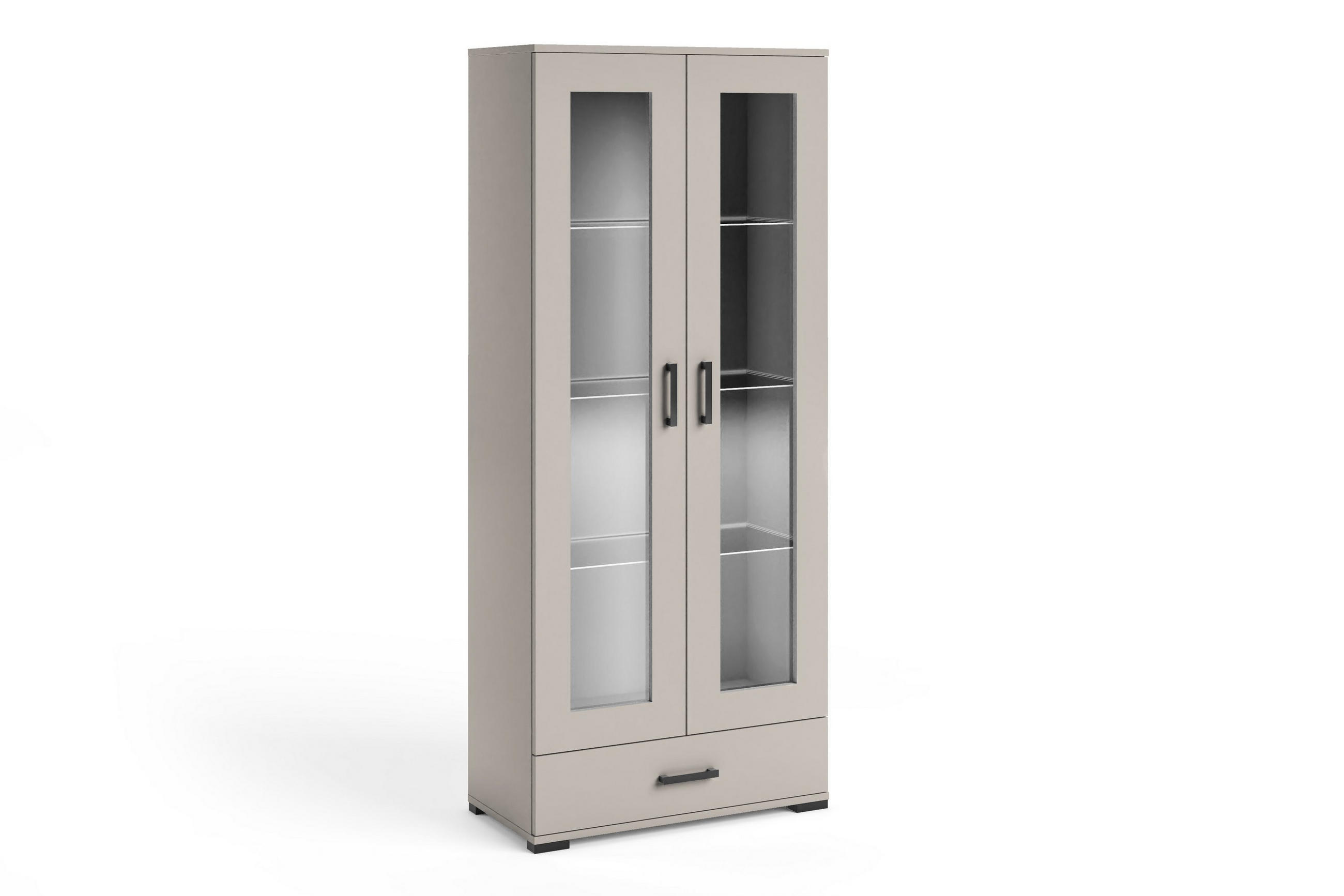 VITRINENSCHRANK ALBANO 186 x 80 cm Kaschmir - Kaschmir, Holzwerkstoff (80/186/40cm) - MASSENO