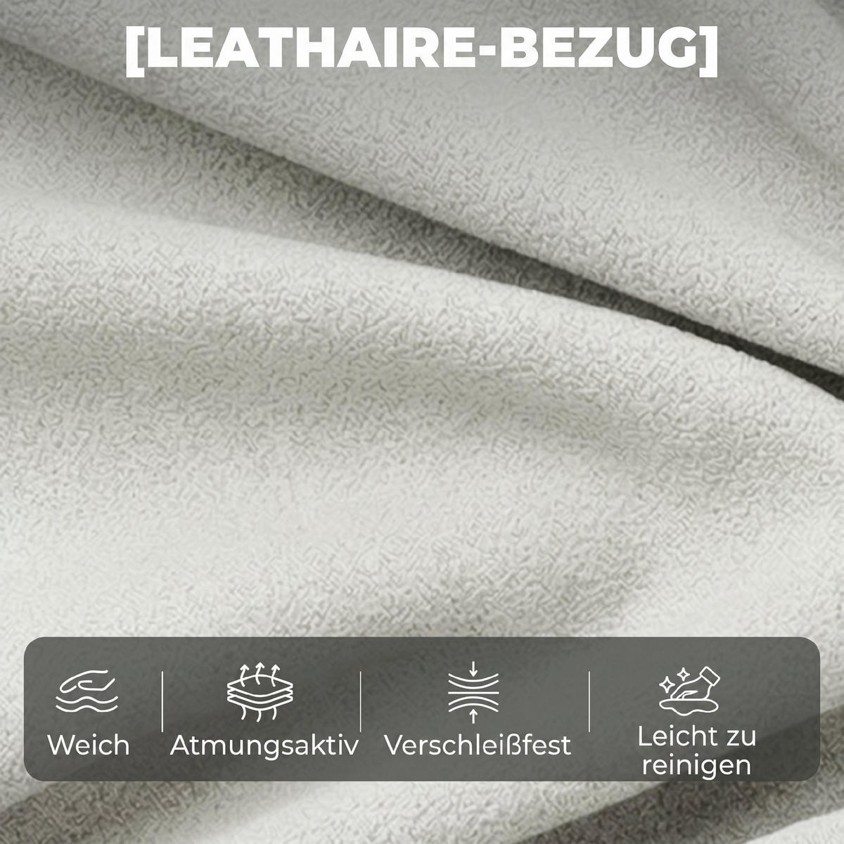 AKZENTSTUHL DE-06597 Moderner Leathaire-Stuhl, dicke Polster Grau - Grau, Holz/Textil (74/78/85cm) - ComfortXL