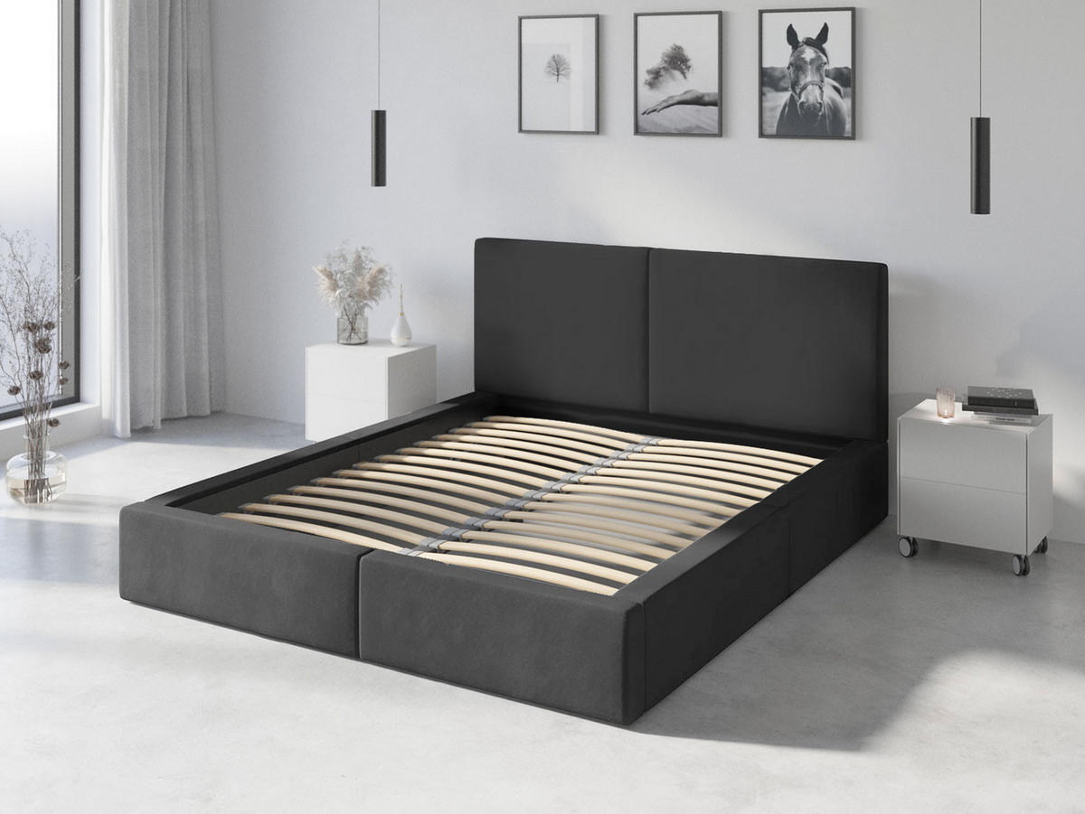 POLSTERBETT Hilton 120x200cm Anthrazit mit Stauraum - Anthrazit, Textil/Metall (120/200cm) - Interbeds