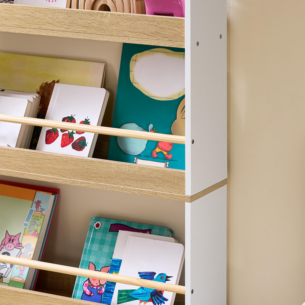 KINDER BÜCHERREGAL mit 4 Ablagen, Weiß - Weiß, Holz/Holzwerkstoff (60/130.5/15cm) - SoBuy