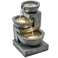 SPRINGBRUNNEN DE-10287 3-stufig mit LED und Pumpe Steinoptik - Grau, Kunststoff (40/37/61cm) - ComfortXL