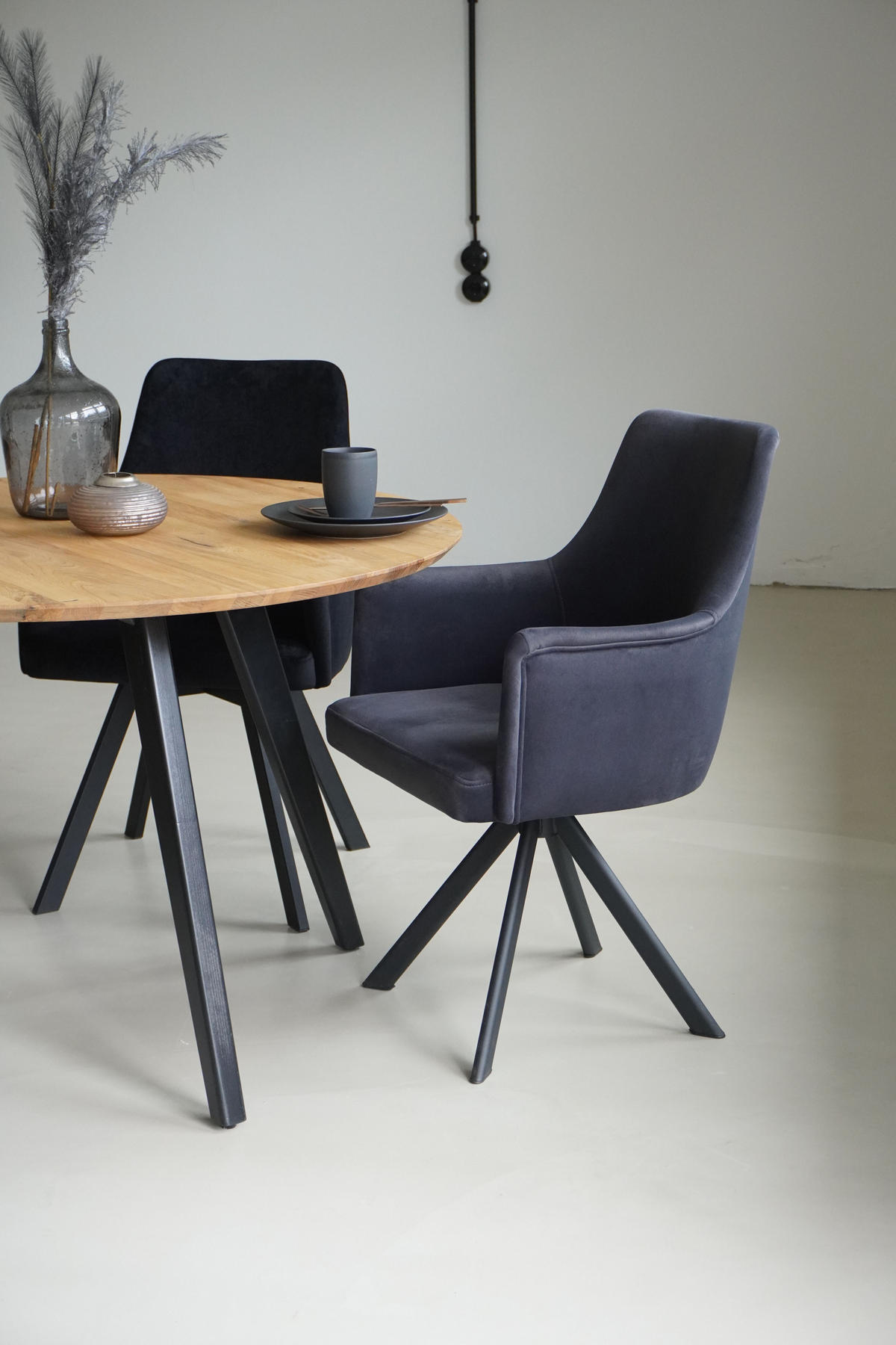 ARMLEHNENSTUHL Sello anthrazit mit S-Fuß drehbar - Anthrazit/Schwarz, Textil/Metall (55/90/58cm) - INKA furniture