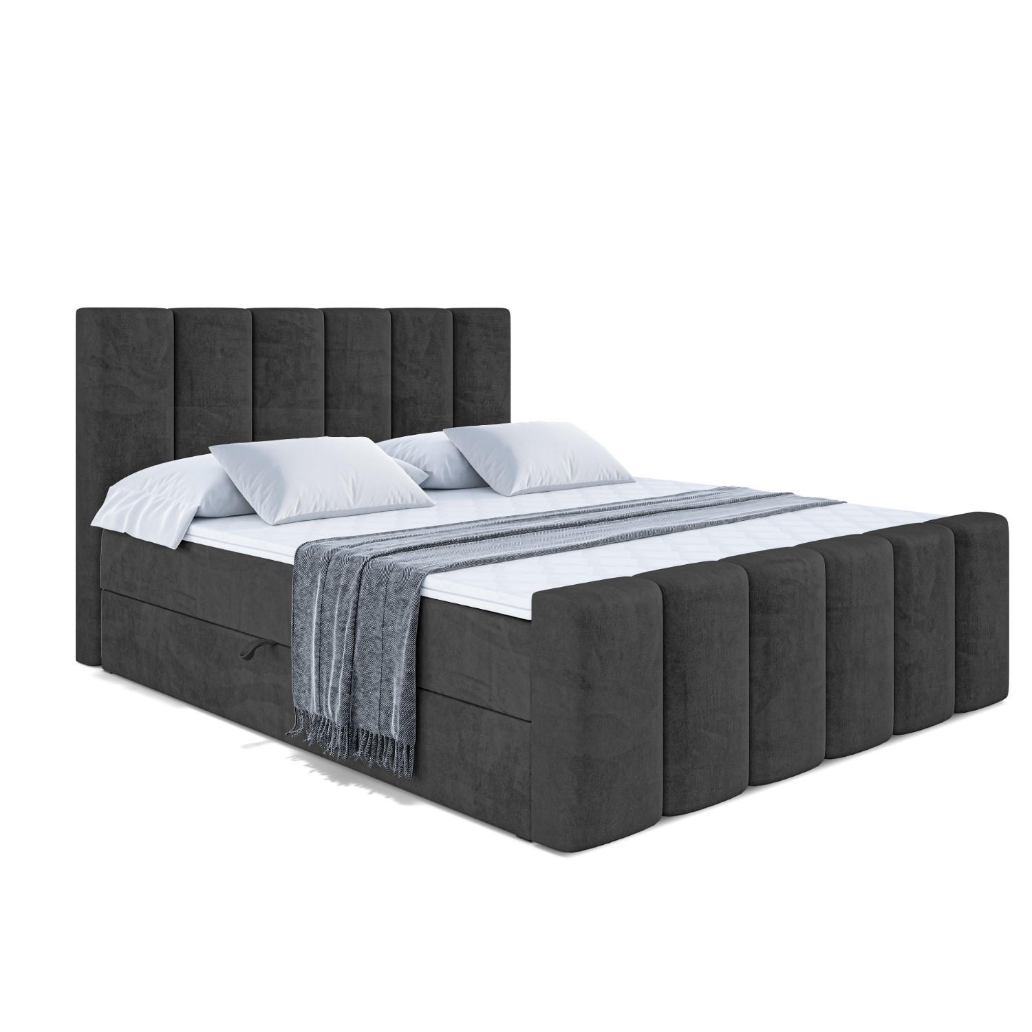 BOXBETT BOXI1-Z - 160x200 cm - H3 - Schwarz - Schwarz, Holzwerkstoff (160/200cm) - ALTDECOR