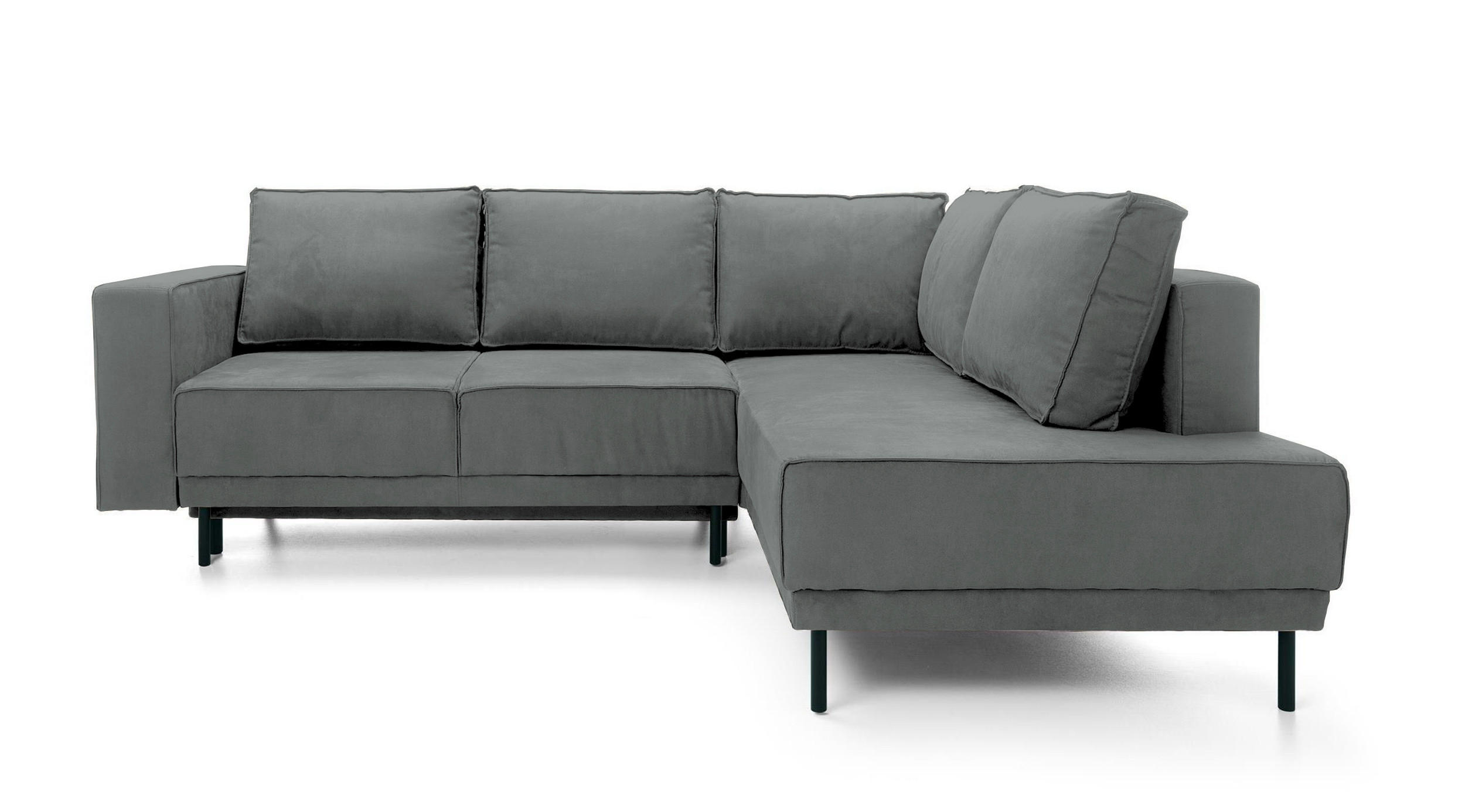 ECKSOFA Rodario Dunkelgrau Velours - Dunkelgrau/Schwarz, Textil/Metall (247/187cm) - Selsey