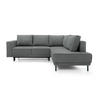 ECKSOFA Rodario Dunkelgrau Velours - Dunkelgrau/Schwarz, Textil/Metall (247/187cm) - Selsey