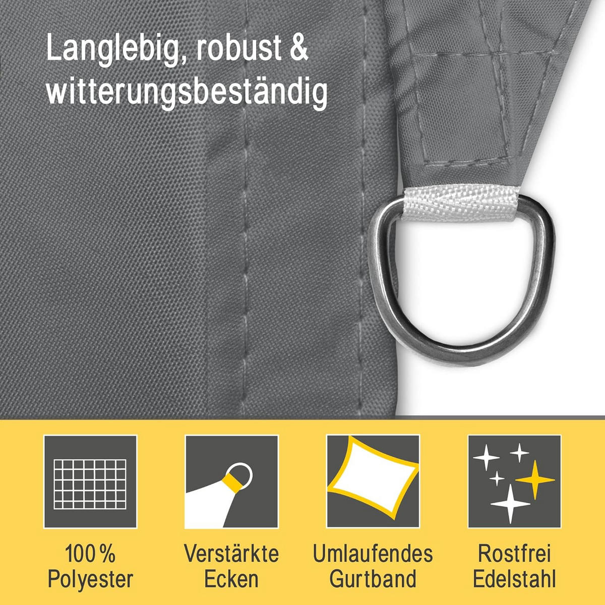 SONNENSEGEL SolVision PS9 400x500cm rechteckig Grau PE - Grau, Kunststoff (300/200cm) - Sol Royal
