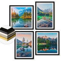 WANDBILDER 4er-Set - 50x50 cm & 40x60 cm Schwarzer Rahmen - Naturlandschaft der Bergseen - Schwarz, Kunststoff (50/50cm) - ArtPrintCave