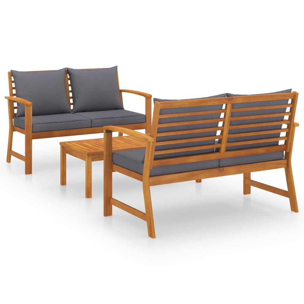 GARTENSET Reif 3-teilig - Grau, Holzwerkstoff - Nettlife