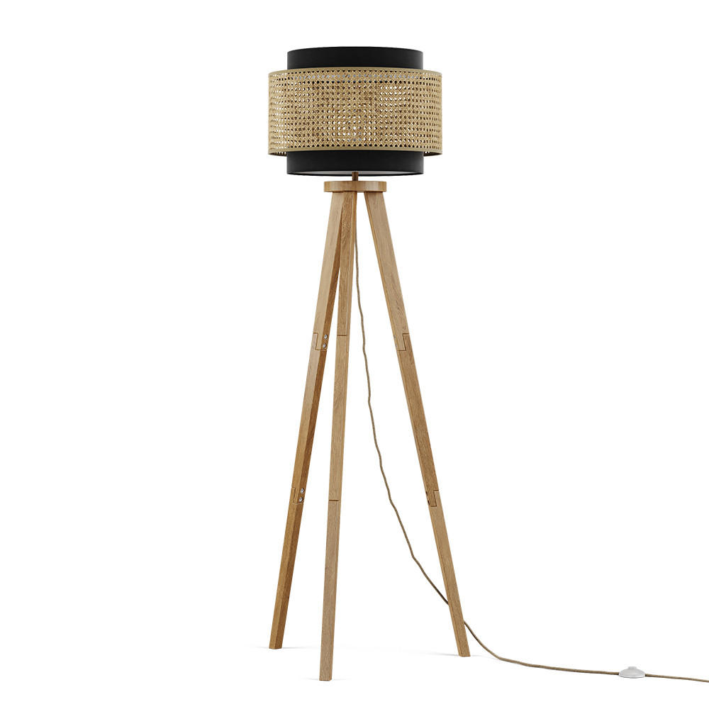 TALNA SVETILKA Morten Ratan/črna - črna, les (45/45/142cm) - Vicco