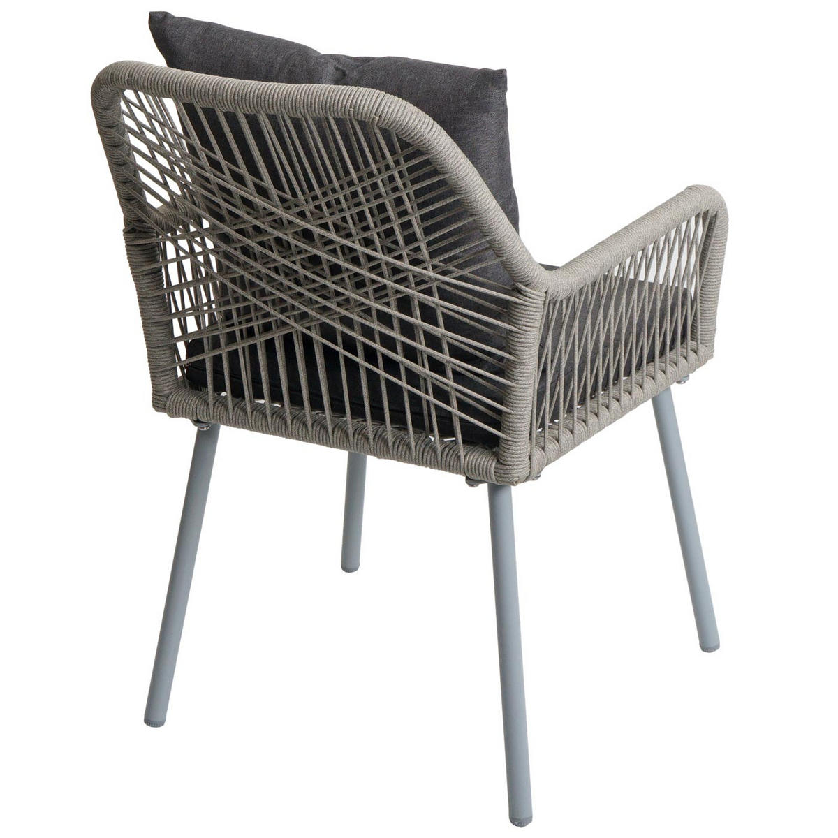 GARTENSTUHL 2er-Set 81x54x62cm Aluminium Seilgeflecht Rope Grau - Dunkelgrau, Metall (54/81/62cm) - PROREGAL