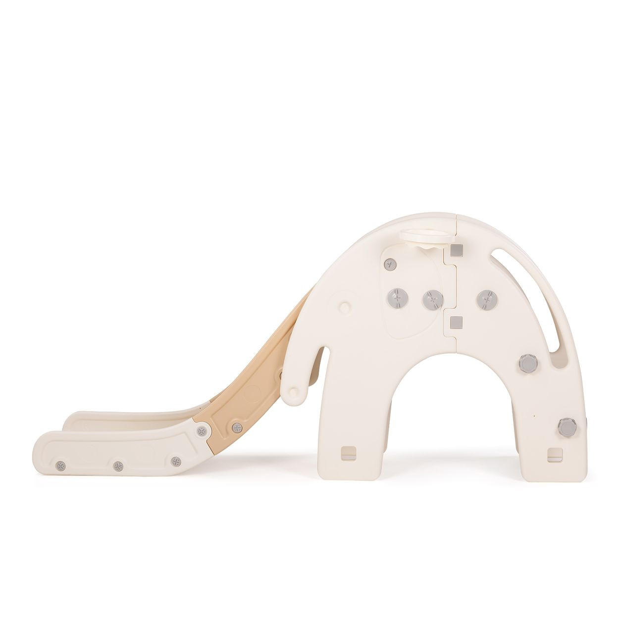 KINDERRUTSCHE Elefant 170 cm beige Rutschlänge, Basketballkorb, drei Stufen - Beige, Kunststoff (59/72/166cm) - Chipolino