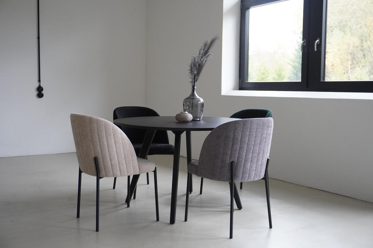 STUHL Kris bouclé schwarz - Schwarz, Textil/Metall (53/84/53cm) - INKA furniture