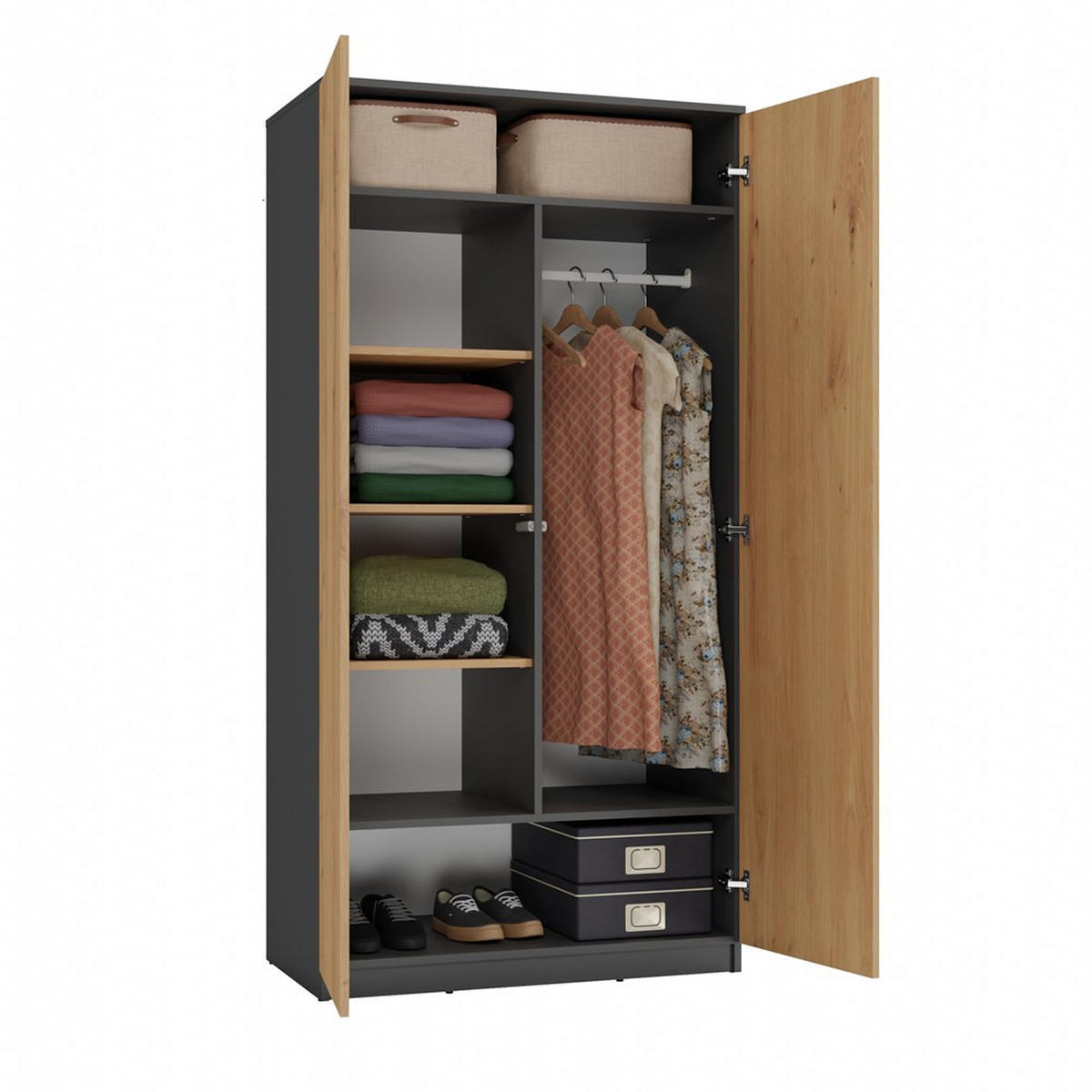 KLEIDERSCHRANK Anthrazit, Artisan 90/180/50 - Anthrazit, Holzwerkstoff (90/180/50cm) - RAUMHIRSCH FURNITURE