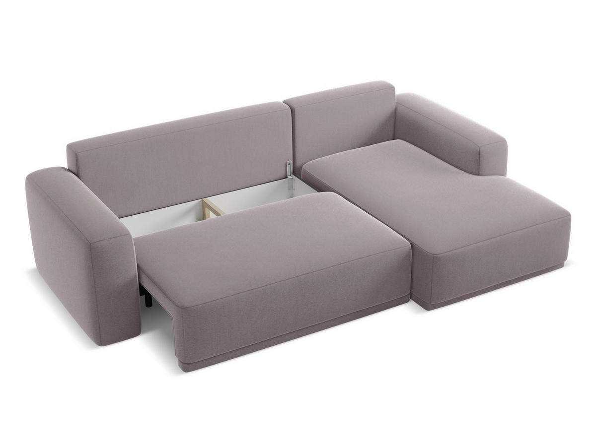 ECKSOFA mit Schlaffunktion Samt Stoff Violett - Lila/Flieder, Kunststoff/Textil (258/160cm) - Makamii