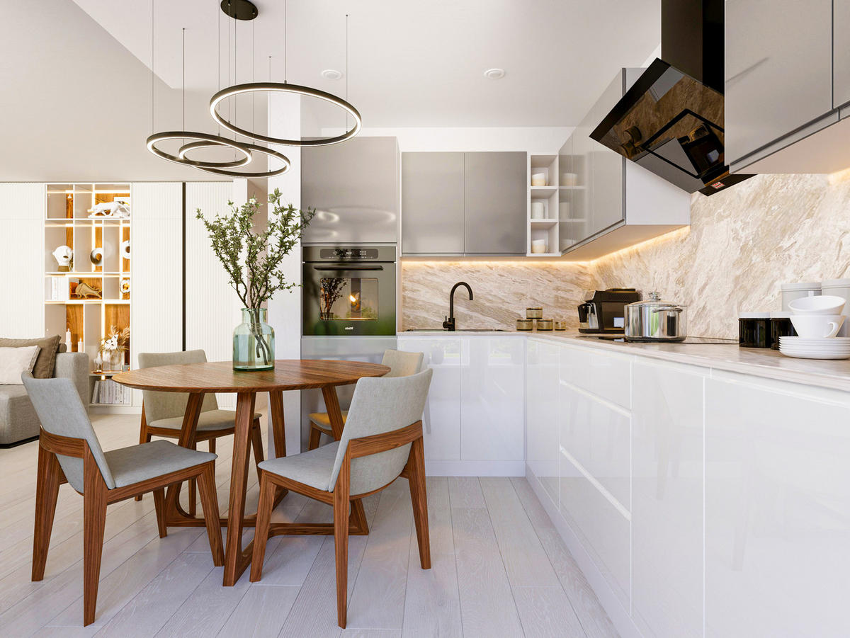 ECKKÜCHE 300x140 cm Glanzia – KU-S07 – Grau / Weiß – Hochglanz - Weiß Hochglanz/Grau, Holzwerkstoff (300/212/140cm) - hi-markt