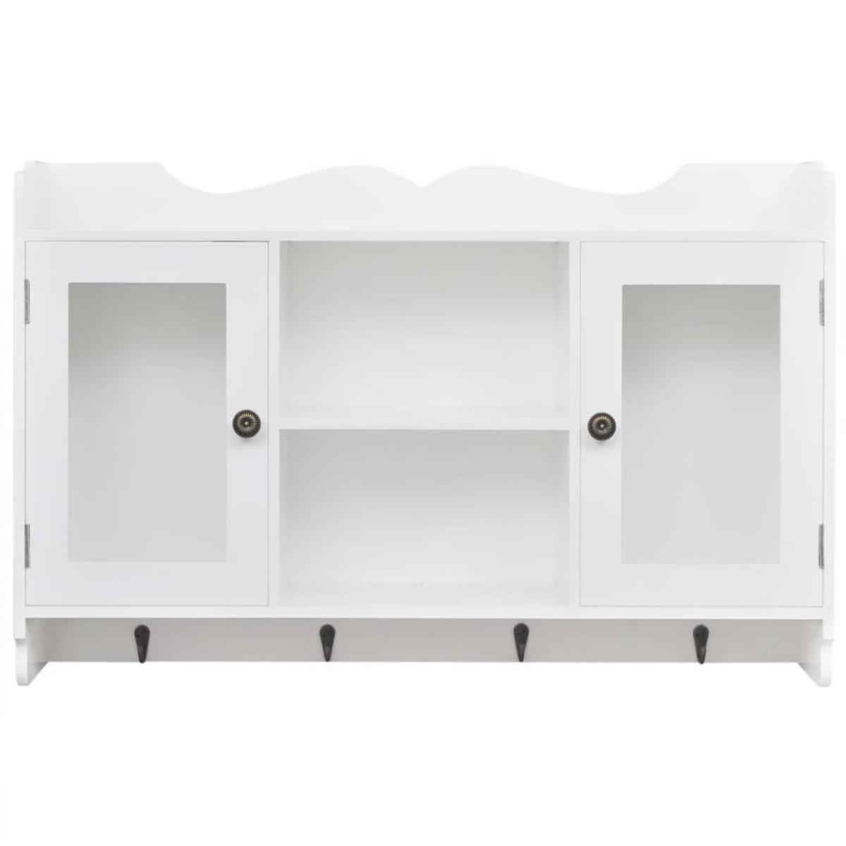 HÄNGEELEMENT mit 2 Glastüren, 2 Staufächer 68/17/44 cm aus MDF Weiß - Weiß, Holzwerkstoff (68/44/17cm) - vidaXL