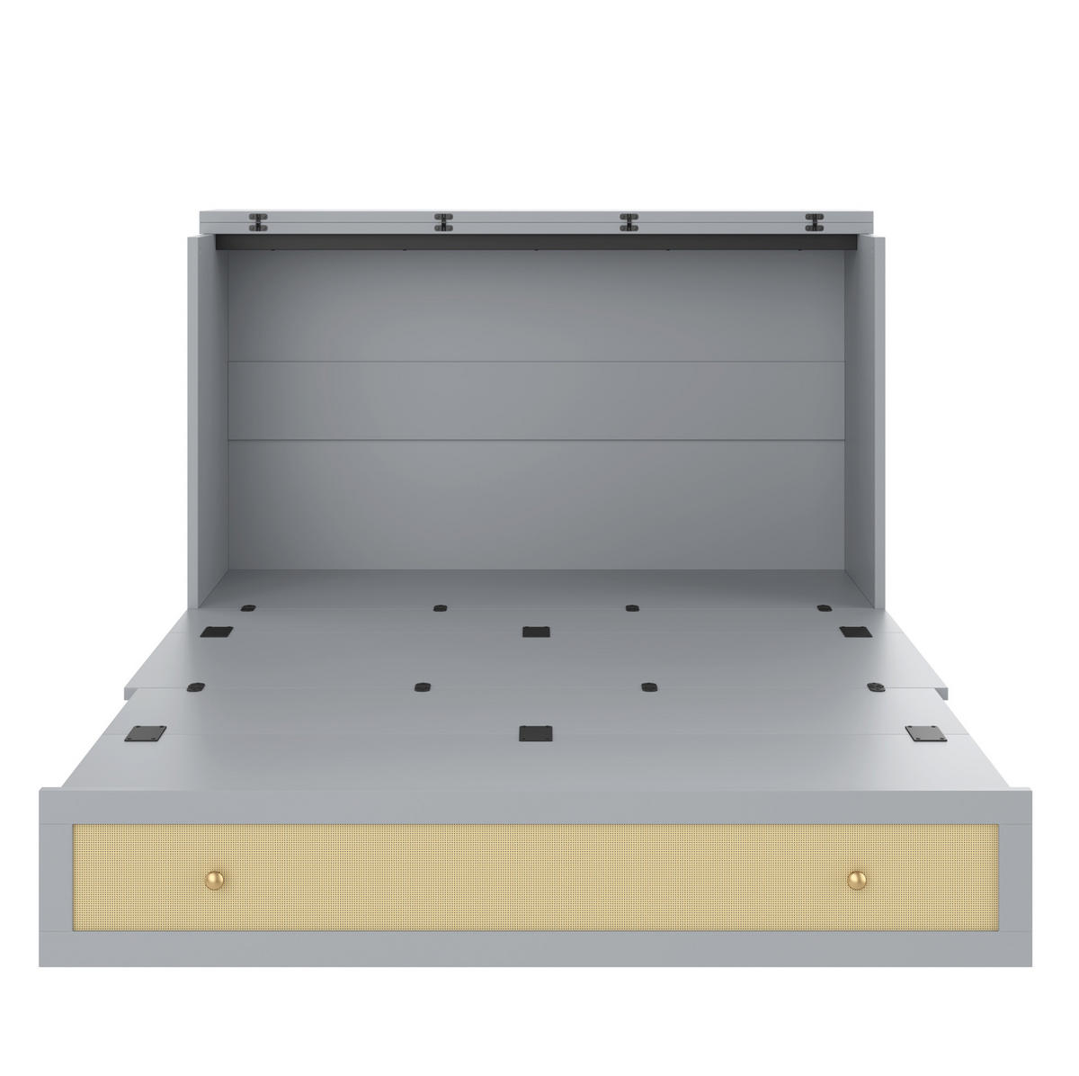 BETT 140/200 cm Grau mit USB-Anschluss, Steckdose und Stauraum - Grau, Holzwerkstoff (140/200cm) - Flora Grace