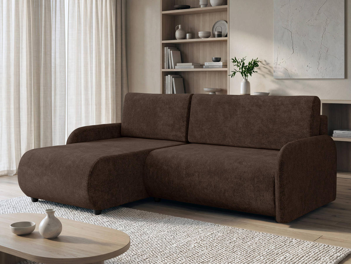 ECKSCHLAFSOFA Nest - Schwarz/Braun, Holz/Kunststoff (233/160cm) - MIRJAN24