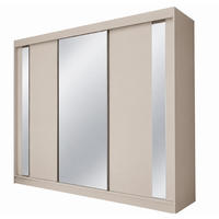 KLEIDERSCHRANK Gloria 240 cm Kaschmir Spiegel 4 Schubl. Griffe silber - Kaschmir, Holzwerkstoff (240/216/61cm) - KS Home Concept