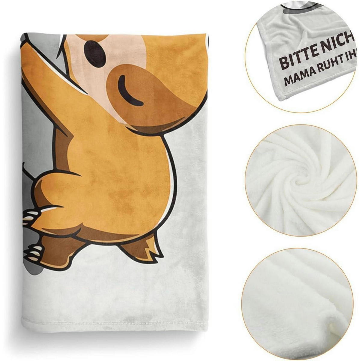 KUSCHELDECKE Mama Geschenk Flanell Weiß - Weiß, Textil (127/152.4cm)