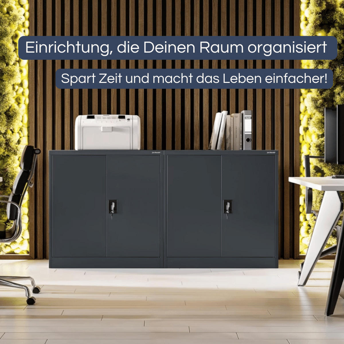 AKTENSCHRANK abschließbar KADO mit Flügeltüren 93x90x40cm Anthrazit - Anthrazit, Metall (90/93/40cm) - DELUKE