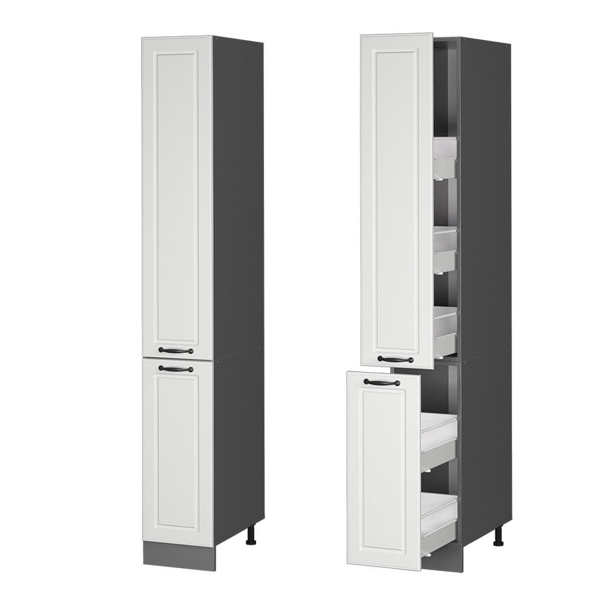 APOTHEKERSCHRANK R-Line Weiß Landhaus 30 cm - Anthrazit/Weiß, Holzwerkstoff (30/206.8/57.2cm) - Vicco