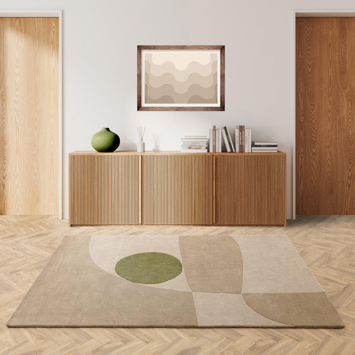 TEPPICH Schurwolle handgetuftet geometrisch schalldämpfend Erdtöne ELAN-Maas, Beige 120x170 cm - Beige, Textil (120/170cm) - KADIMA DESIGN