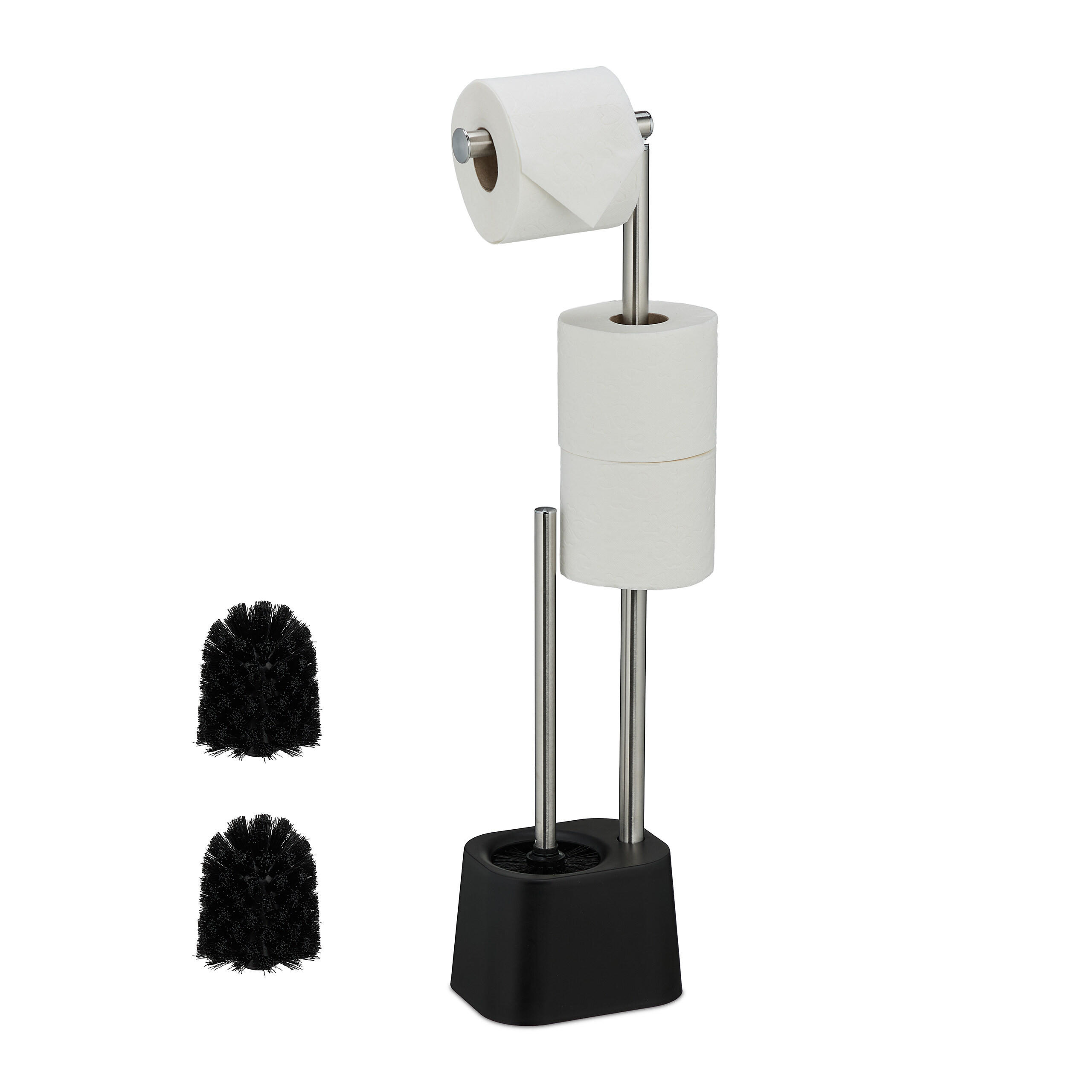 WC-GARNITUR - Schwarz, Kunststoff/Metall (13/65.5/16cm) - Relaxdays