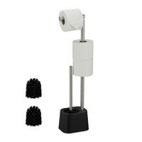 WC-GARNITUR - Schwarz, Kunststoff/Metall (13/65.5/16cm) - Relaxdays