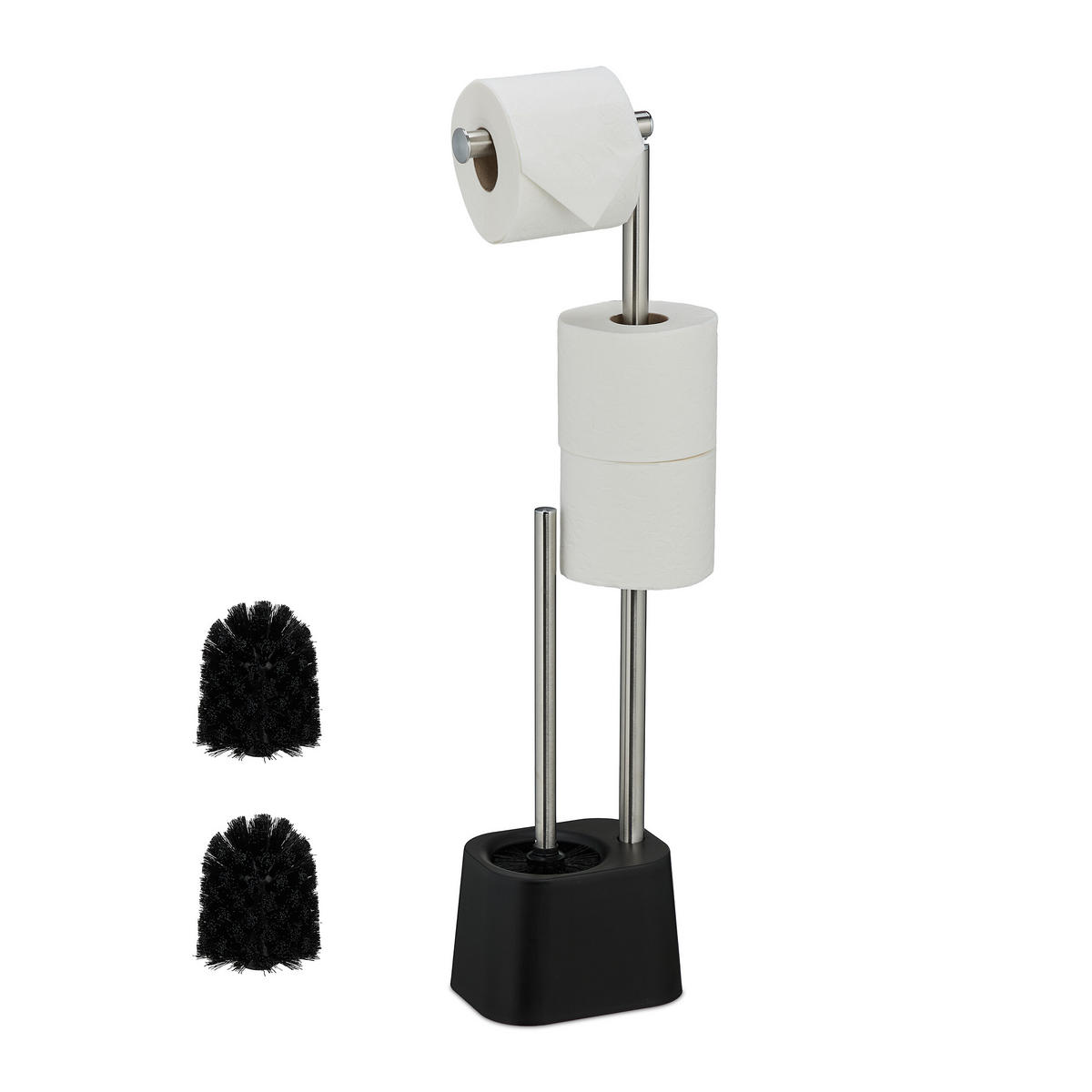 WC-GARNITUR - Schwarz, Kunststoff/Metall (13/65.5/16cm) - Relaxdays
