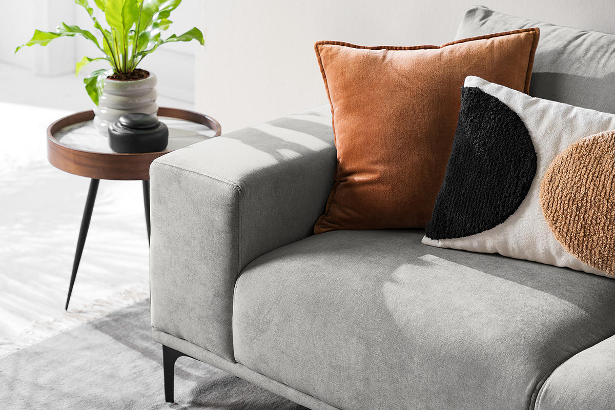 3-SITZER SOFA - Grau, Metall (246/78/91cm) - home24