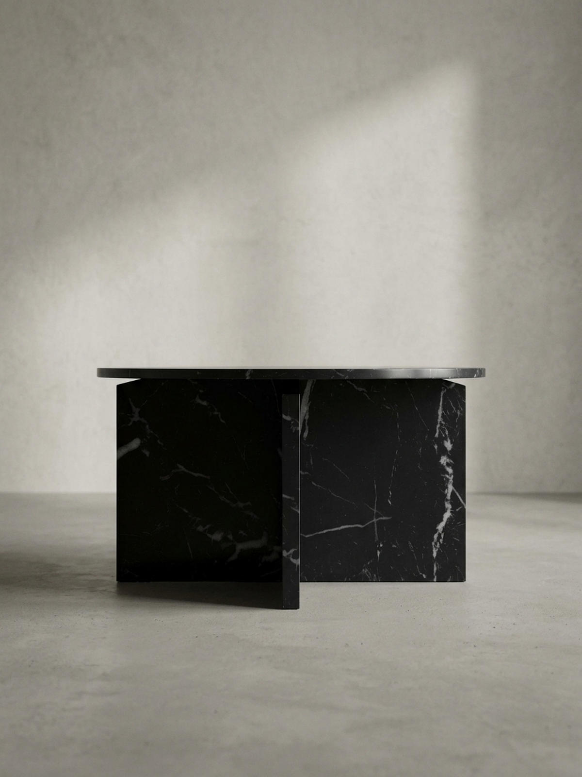 COUCHTISCH rund in Stein-Optik – modernes Design in Großformat, Schwarz 60x60x33 cm - Schwarz, Holzwerkstoff (60/60/33cm) - KADIMA DESIGN