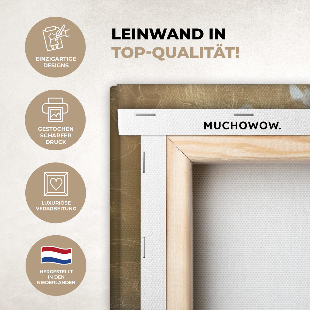 LEINWANDBILD Gesicht - Blumen - Gold - Abstrakt Wandbild 40x30 cm - Goldfarben, Textil (40/30cm) - MuchoWow