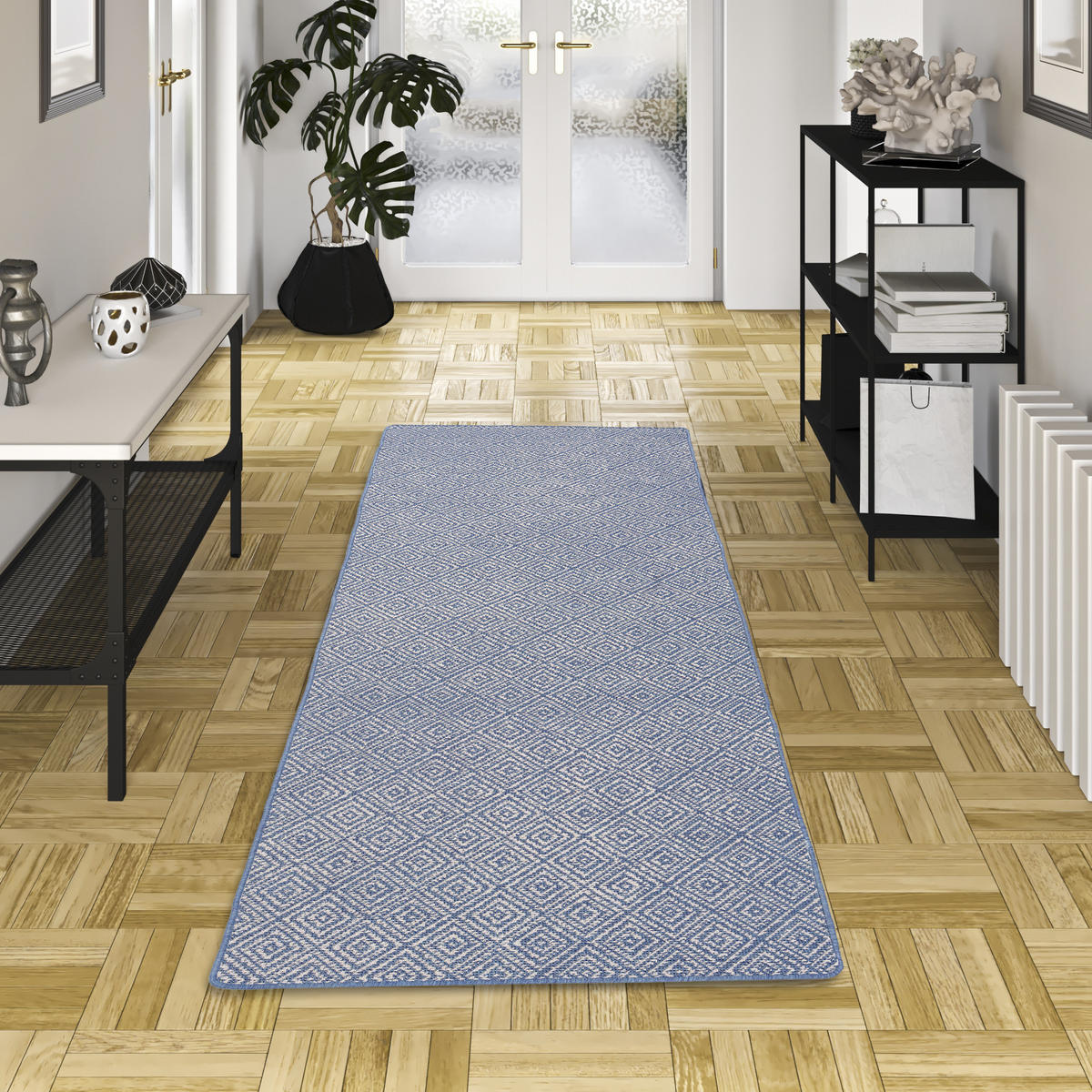 IN- UND OUTDOOR TEPPICH LÄUFER BEIDSEITIG NEWPORT - Blau, Textil (100/300cm) - Snapstyle