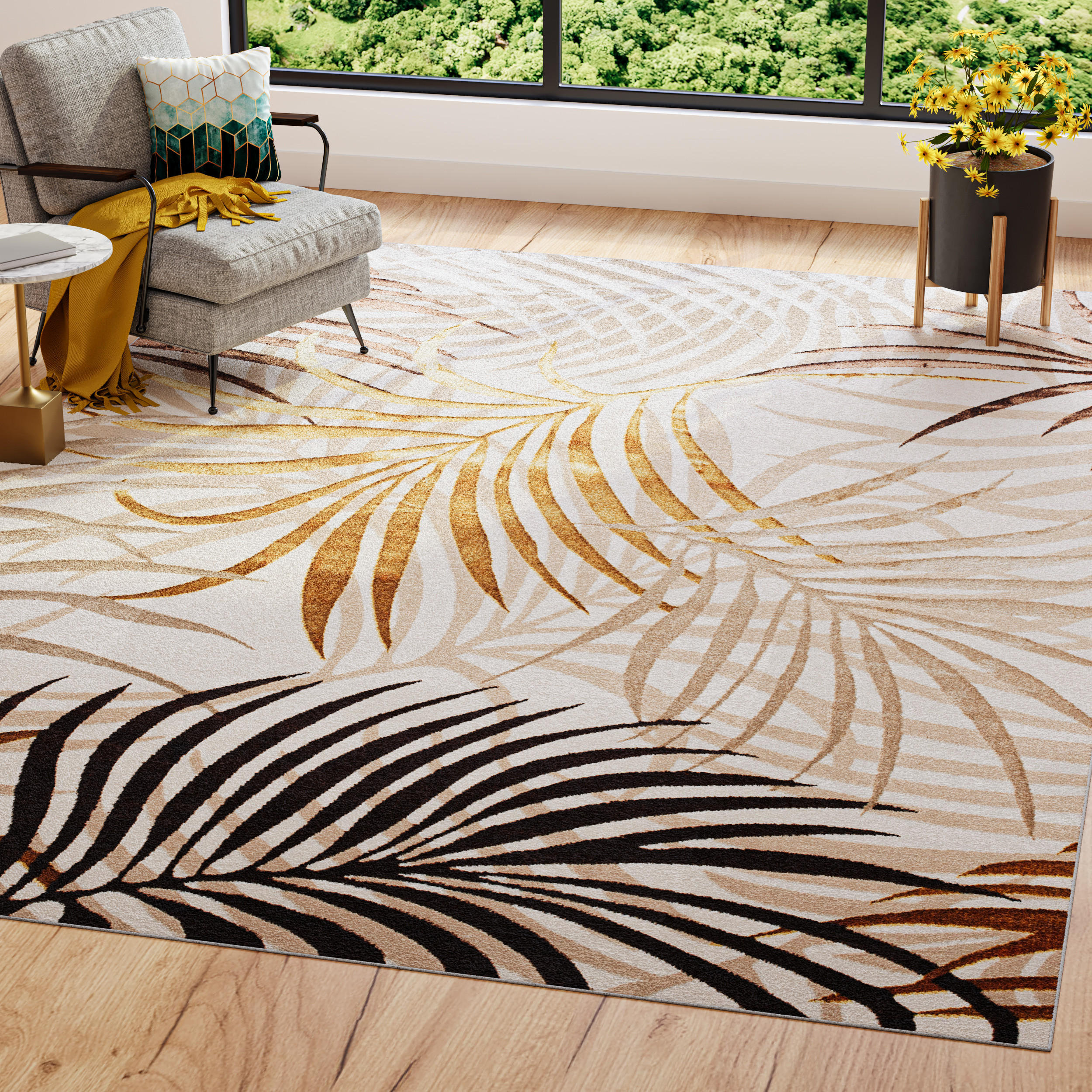 TEPPICH GOLDEN Creme Braun 160/230 cm - Multicolor, Kunststoff (160/230cm) - Tapiso