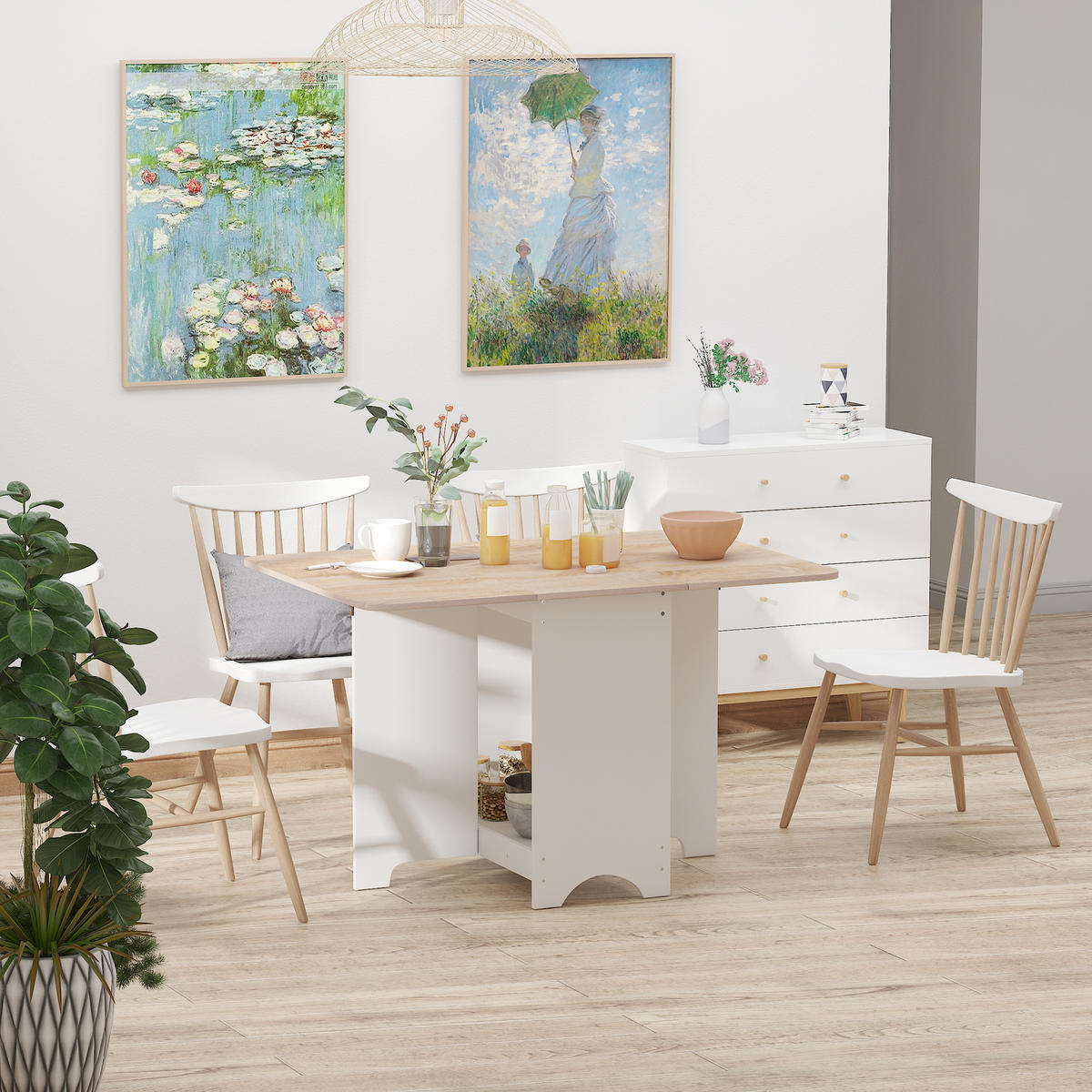 ESSTISCH Weiß, Holzoptik 1 Stück - Weiß, Metall (118/80/72cm) - GiPP
