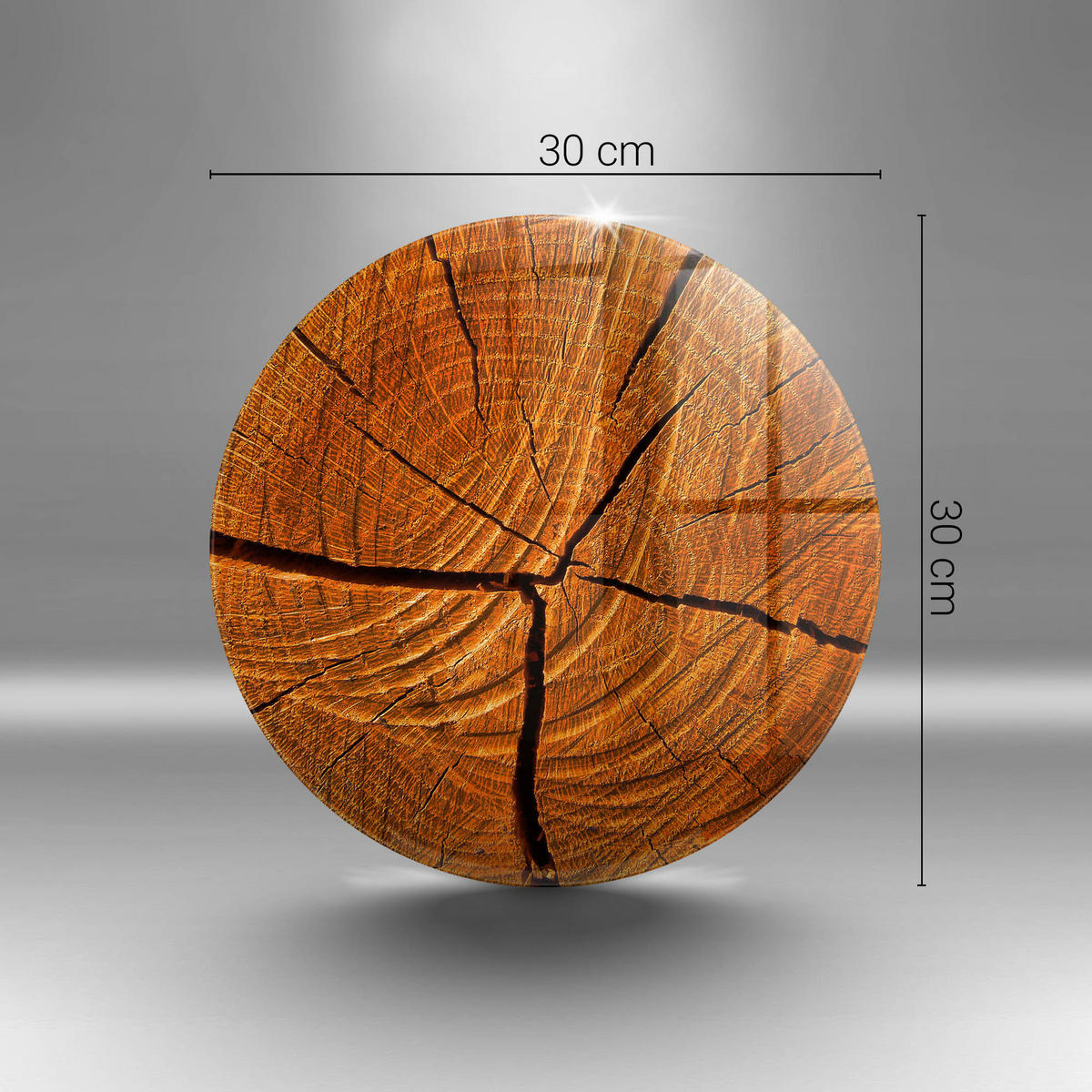 GLASPLATTE Ø 30 cm Baumstamm Struktur - Braun, Glas (30/30cm) - Wallfluent