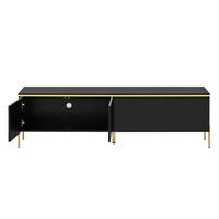 TV-SCHRANK 170/38/50 cm Schwarz Hochglanz mit 4 Türen und Gold - Schwarz, Holzwerkstoff/Metall (170/50/38cm) - Oxeza