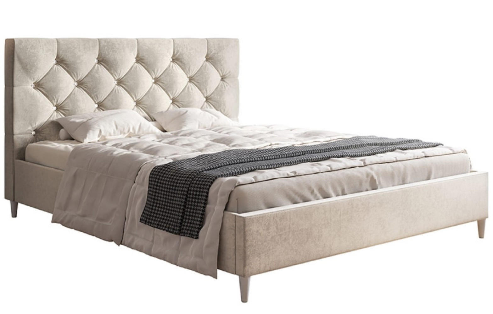 BETT Beige LUXO 6 Gepolstert Auf Hohen Beinen 180x200 cm - Beige, Textil (180/200cm) - Sepro Meble