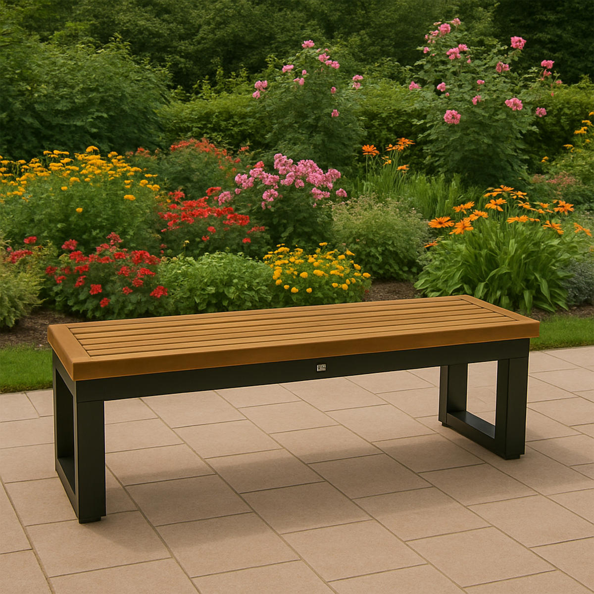 GARTENBANK Cheltenham 120x35x40cm, Gestell aus Aluminium + Sitzfläche Akazie BxTxH: 120x40x35 cm - Grau, Holz (120/35/40cm) - TPFGarden