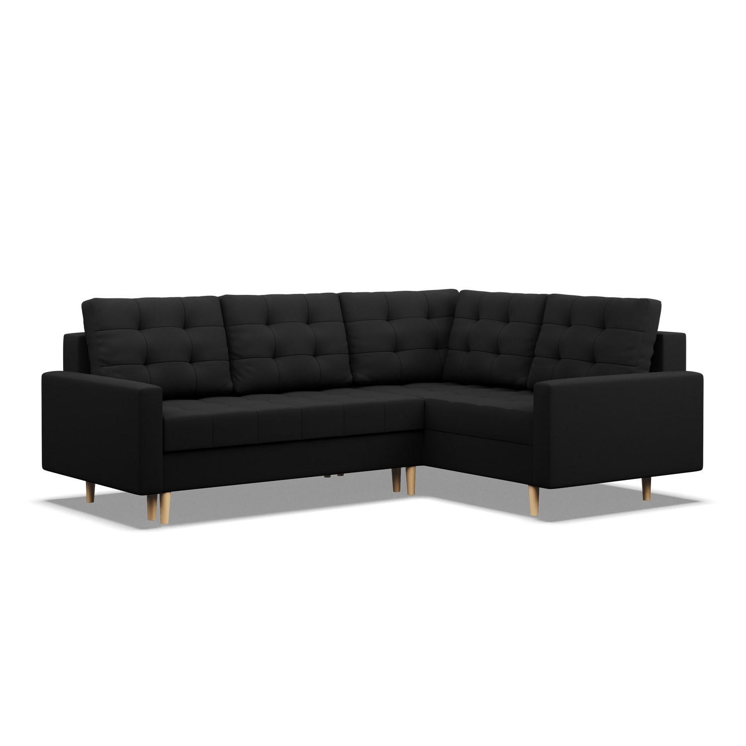 ECKSOFA RECHTS MIT SCHLAFFUNKTION ELMA, Schwarz - Schwarz, Textil (223/172cm) - Mebligo
